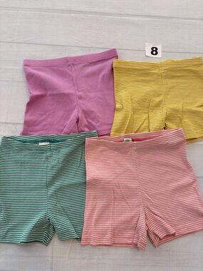 Tea Cotton Stretch Bike Shorts - Pink, Yellow, Green, Lilac - (4-Pack)